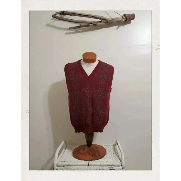 London Fog | Vintage Burgundy Mens Medium Preppy Vest - Picture 1 of 1